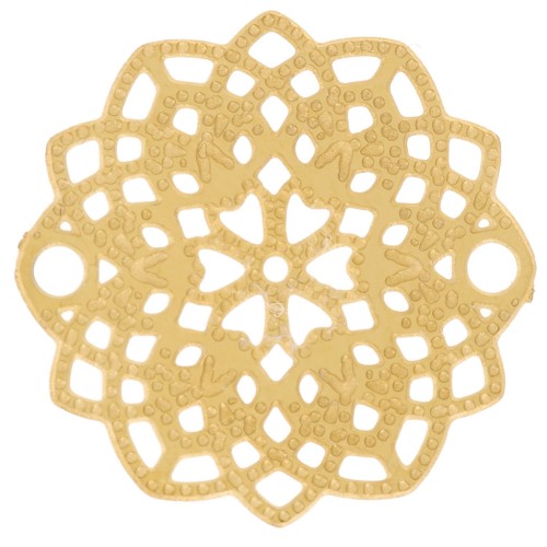 13mm Stainless steel 316L textured Spacer rosace flower openwork - Gold x1
