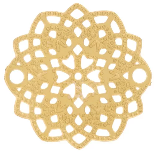 13mm Stainless steel 316L textured Spacer rosace flower openwork - Gold x1