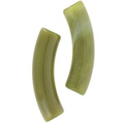 32x8 mm curved tube beads in opaque acrylic - Marbled avocado x6