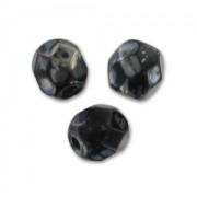 Fire Polished faceted round beads 4mm Jet Picasso x50|raw }}