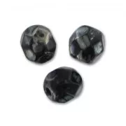 Fire Polished faceted round beads 4mm Jet Picasso x50