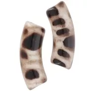 35x11mm Curved tube beads in opaque acrylic - Mottled dark brown x6