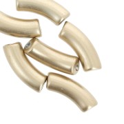 35x11mm Curved tube beads in opaque acrylic - Matt gold x6