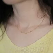 304L stainless steel Cable mesh choker with 3mm small balls - Gold x46cm