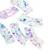 Clear acrylic 35x11 mm curved tube beads - Mottled Blue - Pink x6