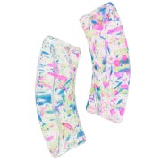 35x11mm Clear acrylic curved tube beads - Mottled Blue - Pink x6