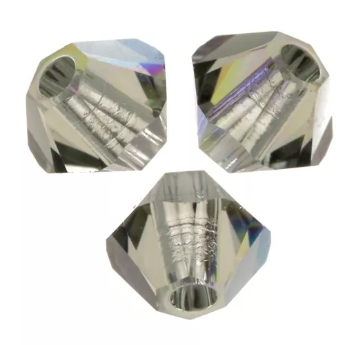 PureCrystal 5328 Crystal Bicones 4mm Black Diamond AB x50