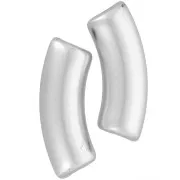 Curved tube beads 35x11 mm in opaque acrylic - Matt silver x6