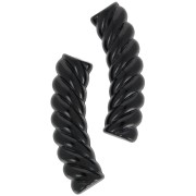 32x8mm Twisted curved tube beads in opaque acrylic - Black x6