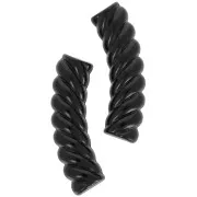 32x8mm Twisted curved tube beads in opaque acrylic - Black x6