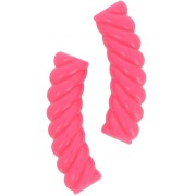 32x8mm Twisted curved tube beads in opaque acrylic - Neon pink x6