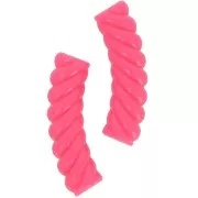 Opaque acrylic curved tube beads 32x8 mm - Fluorescent pink x6
