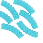 32x8 mm curved twisted tube beads in opaque acrylic - urquoise x6