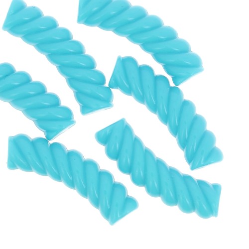 32x8mm Twisted curved tube beads in opaque acrylic - Turquoise x6