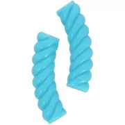 32x8 mm curved twisted tube beads in opaque acrylic - urquoise x6