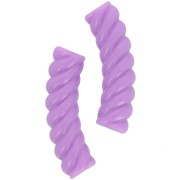32x8mm Twisted curved tube beads in opaque acrylic - Purple x6