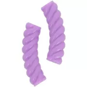 32x8mm Twisted curved tube beads in opaque acrylic - Purple x6