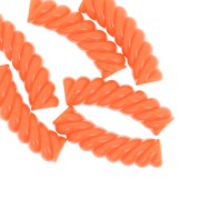 32x8mm Twisted curved tube beads in opaque acrylic - Neon orange x6