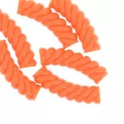 32x8mm Twisted curved tube beads in opaque acrylic - Neon orange x6