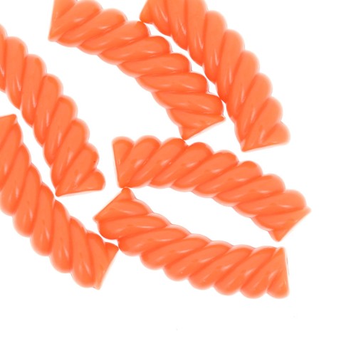 32x8mm Twisted curved tube beads in opaque acrylic - Neon orange x6