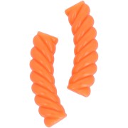 32x8mm Twisted curved tube beads in opaque acrylic - Neon orange x6