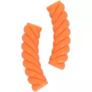 32x8mm Twisted curved tube beads in opaque acrylic - Neon orange x6