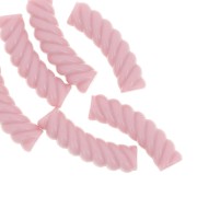 32x8mm Twisted curved tube beads in opaque acrylic - Light pink x6