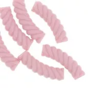 32x8mm Twisted curved tube beads in opaque acrylic - Light pink x6