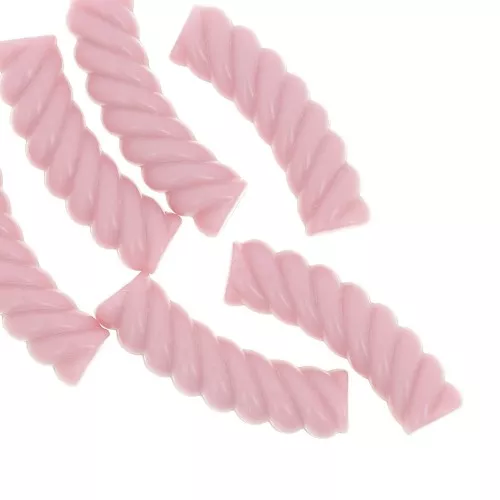 32x8 mm curved twisted tube beads in opaque acrylic - Light pink x6