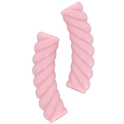 32x8mm Twisted curved tube beads in opaque acrylic - Light pink x6