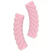 32x8mm Twisted curved tube beads in opaque acrylic - Light pink x6