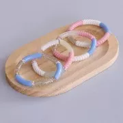 32x8mm Twisted curved tube beads in opaque acrylic - Light pink x6