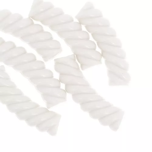 32x8 mm curved twisted tube beads in opaque acrylic - Ivory x6