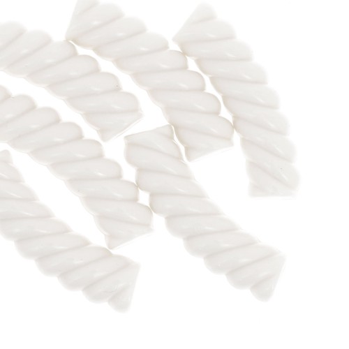 32x8mm Twisted curved tube beads in opaque acrylic - Ivory x6
