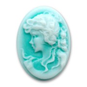 Acrylic cameo 18x13mm Green Turquoise x1|raw }}