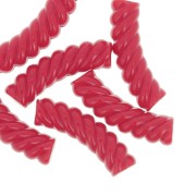 32x8mm Twisted curved tube beads in opaque acrylic - Red x6