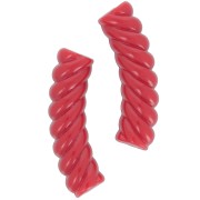 32x8mm Twisted curved tube beads in opaque acrylic - Red x6