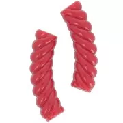 32x8mm Twisted curved tube beads in opaque acrylic - Red x6