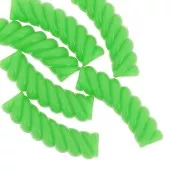 32x8 mm curved twisted tube beads in opaque acrylic - Fluorescent Green x6