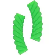 32x8 mm curved twisted tube beads in opaque acrylic - Fluorescent Green x6