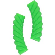 32x8mm Twisted curved tube beads in opaque acrylic - Neon Green x6