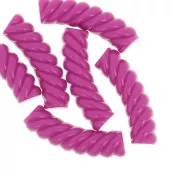 32x8 mm curved twisted tube beads in opaque acrylic - Fuchsia x6