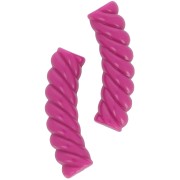 32x8mm Twisted curved tube beads in opaque acrylic - Fuchsia x6