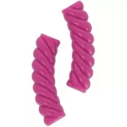 32x8mm Twisted curved tube beads in opaque acrylic - Fuchsia x6