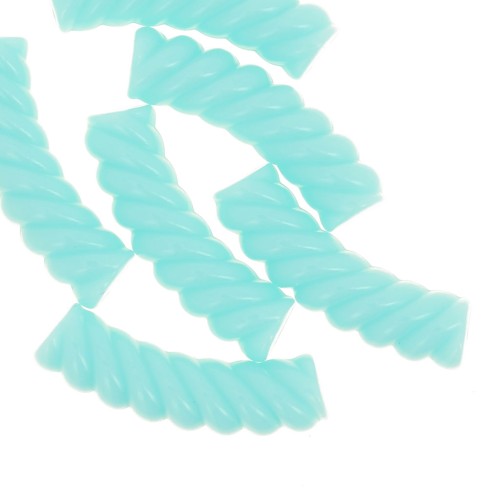 32x8mm Twisted curved tube beads in opaque acrylic - Turquoise green x6