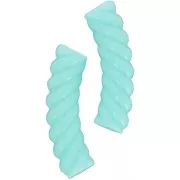 32x8mm Twisted curved tube beads in opaque acrylic - Turquoise green x6