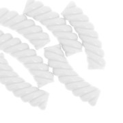 32x8mm Twisted curved tube beads in opaque acrylic - White x6|raw }}