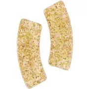 35x11mm Clear acrylic curved tube beads - Gold glitter x6