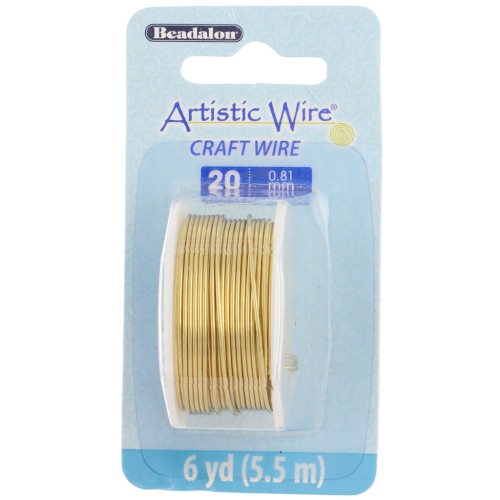 Artistic Wire Brass Wire, 0.81 mm, unfinished with anti-tarnish treatment, 5.5 m