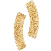 32x8 mm curved tube beads in transparent acrylic - Gold glitter x6